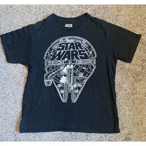 Star Wars Shirt Men's Size Medium Black Short Sleeve Millennium Falcon